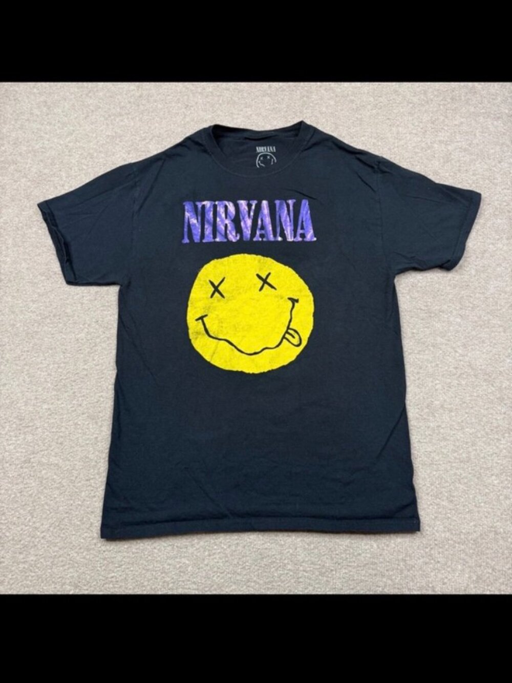 Nirvana Men's Shirt Size M Black Short Sleeve Casual Adults Rock Band Crew Neck